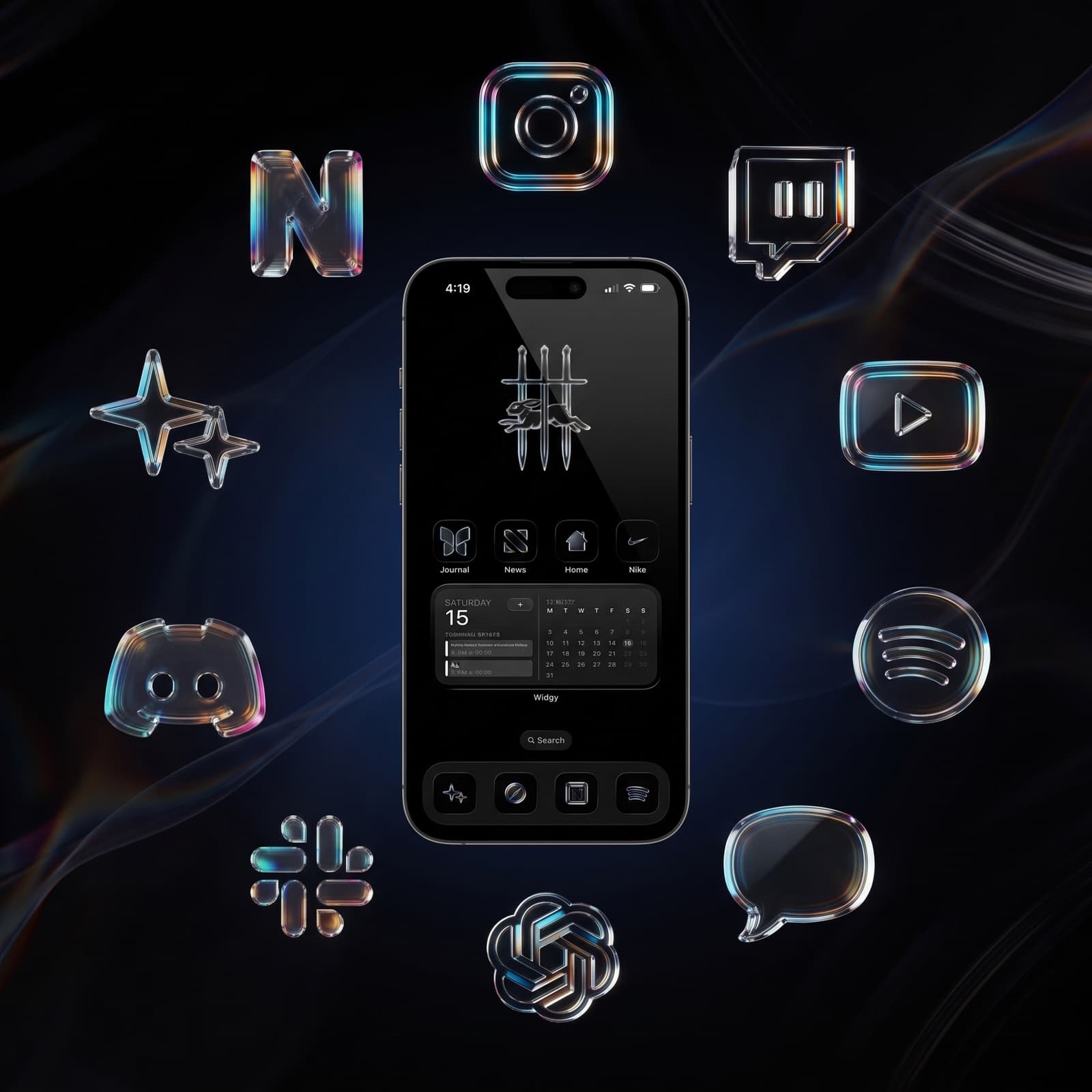 Dark Prism icons floating apart
