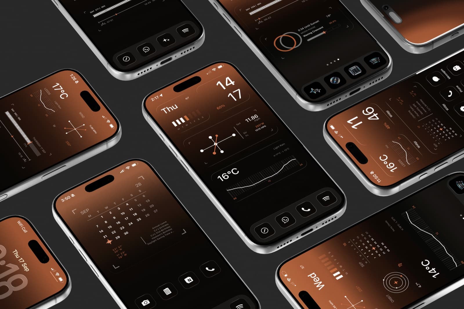 Grid of iPhones running the Ember setup
